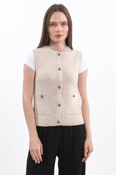 HatunAtila Cep Detaylı Düğmeli Yelek - 5121