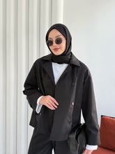 Kruvaze Yaka Kısa Trençkot 999001 - Siyah