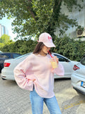 Oversize Salaş Yumuşak Dokulu Şardonlu Triko Kazak 2623 - Pembe