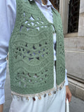 Deniz Kabuklu ve Pul Şerit Detaylı Süzene Yelek 5242 - Yeşil