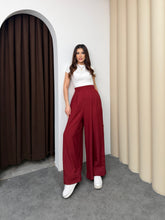 Pileli Yüksek Bel Geniş Paça Modal Kumaş Palazzo Pantolon 8980 - Bordo