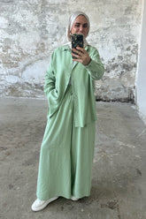 Hatun Atila Modal Kumaş Gömlekli İkili Takım 5203 - Su Yeşili