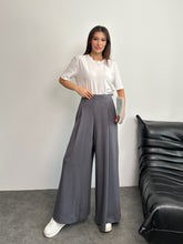 Yüksek Bel Pile Detaylı Geniş Paça Oysho Pantolon 8909 - Antrasit