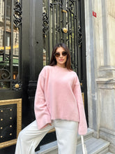 Oversize Bisiklet Yaka Yumuşak Dokulu Şardonlu Triko Kazak 2618 - Pembe