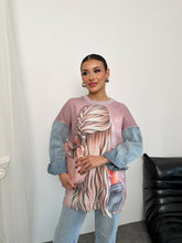 HatunAtila Desenli Bisiklet Yaka Kot Kollu Uzun Kazak - 4770-5