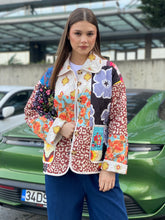 Hatun Atila Kadın Patchwork Desenli Oversize Ceket - 7996