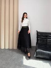 Siyah Beli Lastikli A Kesim Ajurlu Astarlı Kloş Dantel Etek 5279