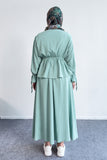Büzgülü Ve Kat Kat Gömlek ve Etekli Takım 8025 - Su Yeşili