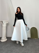 Beli Lastikli Scuba Kumaş Kloş Etek 8936 - Beyaz