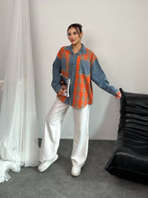 Kot Detaylı Ekoseli Gömlek 8619 - Turuncu