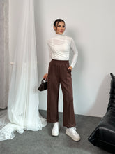 Beli Lastikli Scuba Kumaş Pantolon 8935 - Kahverengi