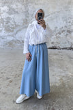 Hatun Atila Melanj Keten Etekli Pantolon 8826 Buz Mavisi