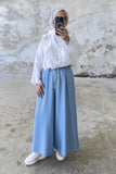 Hatun Atila Melanj Keten Etekli Pantolon 8826 Buz Mavisi