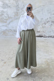 Hatun Atila Filamlı Keten Etekli Pantolon 8826 Haki