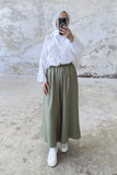 Hatun Atila Filamlı Keten Etekli Pantolon 8826 Haki