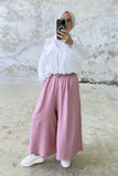Hatun Atila Filamlı Keten Etekli Pantolon 8826 Pudra