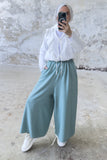 Hatun Atila Filamlı Keten Etekli Pantolon 8826 Su Yeşili