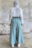 Hatun Atila Filamlı Keten Etekli Pantolon 8826 Su Yeşili