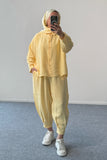 Modal Kumaş Oversize Gömlekli Şalvar Pantolonlu İkili Takım 5210 - Sarı