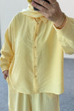 Modal Kumaş Oversize Gömlekli Şalvar Pantolonlu İkili Takım 5210 - Sarı