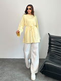 Kadın Bel Bağlamalı Kol Detaylı Tunik 8896 - Soft Sarı