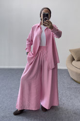 Hatun Atila Modal Kumaş Gömlekli İkili Takım 5203 - Pembe