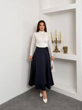 Yandan Bağlamalı Katlı Scuba Etek 8958 - Lacivert