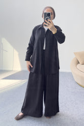 Hatun Atila Modal Kumaş Gömlekli İkili Takım 5203 - Siyah
