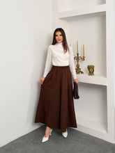 Hatun Atila Filamlı Keten Etekli Pantolon 8826 Kahverengi