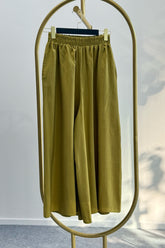 Beli Lastikli Geniş Paça Modal Etekli Pantolon 8809 - Yağ Yeşili