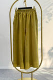 Beli Lastikli Geniş Paça Modal Etekli Pantolon 8809 - Yağ Yeşili