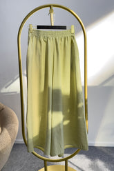 Beli Lastikli Geniş Paça Modal Etekli Pantolon 8809 - Su Yeşili