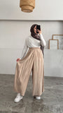 Beli Lastikli Geniş Paça Modal Etekli Pantolon 8809 - Bej