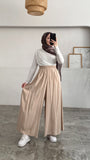 Beli Lastikli Geniş Paça Modal Etekli Pantolon 8809 - Bej
