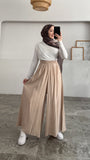Beli Lastikli Geniş Paça Modal Etekli Pantolon 8809 - Bej