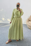 Astarlı V Yaka Bağlama Detaylı Bluz ve Uzun Etekli İkili Takım 8038 - Yeşil