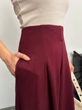 Yüksek Bel Pile Detaylı Geniş Paça Oysho Pantolon 8909 - Bordo
