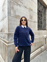 Oversize Yumuşak Dokulu Sakallı Triko Kazak 2616 - Lacivert