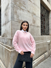 Oversize Yumuşak Dokulu Sakallı Triko Kazak 2616 - Pembe