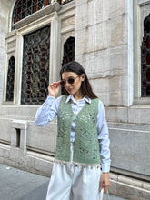 Deniz Kabuklu ve Pul Şerit Detaylı Süzene Yelek 5242 - Yeşil