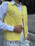 Deniz Kabuklu ve Pul Şerit Detaylı Süzene Yelek 5242 - Sarı