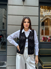 Deniz Kabuklu ve Pul Şerit Detaylı Süzene Yelek 5242 - Siyah