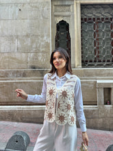 HatunAtila Desenli Akrilik Süzene Yelek Ekru 5197 - Vizon