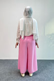 Beli Lastikli Geniş Paça Modal Etekli Pantolon 8809 - Pembe