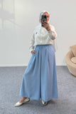 Beli Lastikli Geniş Paça Modal Etekli Pantolon 8809 - Bebek Mavi