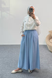 Beli Lastikli Geniş Paça Modal Etekli Pantolon 8809 - Bebek Mavi