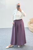 Beli Lastikli Geniş Paça Modal Etekli Pantolon 8809 - Mor