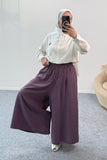 Beli Lastikli Geniş Paça Modal Etekli Pantolon 8809 - Mor