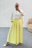 Beli Lastikli Geniş Paça Modal Etekli Pantolon 8809 - Sarı