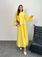 Overlok Detaylı Bluzlu ve Etekli İkili Takım 8045 - Sarı